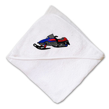 Baby Hooded Towel Royal Blue Snowmobile Embroidery Kids Bath Robe Cotton