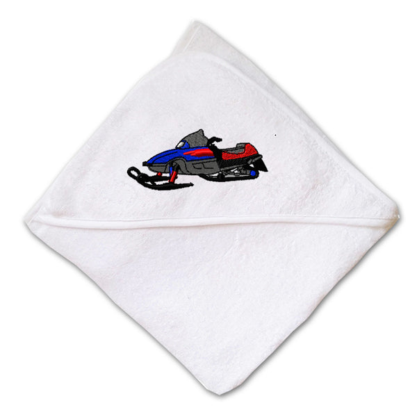 Baby Hooded Towel Royal Blue Snowmobile Embroidery Kids Bath Robe Cotton - Cute Rascals