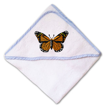 Baby Hooded Towel Monarch Butterfly Embroidery Kids Bath Robe Cotton