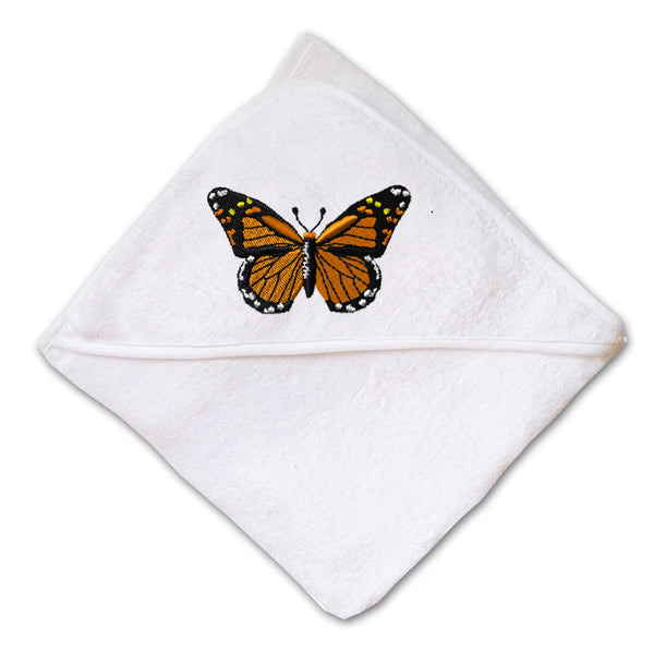Baby Hooded Towel Monarch Butterfly Embroidery Kids Bath Robe Cotton - Cute Rascals